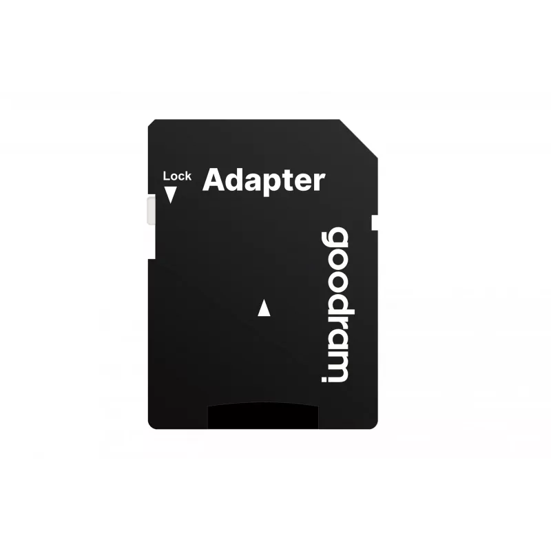 MicroSDXC atmiņas karte GOODRAM 64GB UHS-I Class 10 (U1), lasīšanas ātrums 100 MB/s, rakstīšanas ātrums 10 MB/s, ar SD adapteri, melna