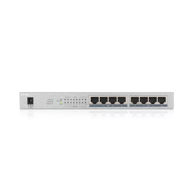 Zyxel GS1008HP Nepārvaldāms Gigabitu Ethernet (10/100/1000) barošana pa Ethernet (PoE) Pelēks