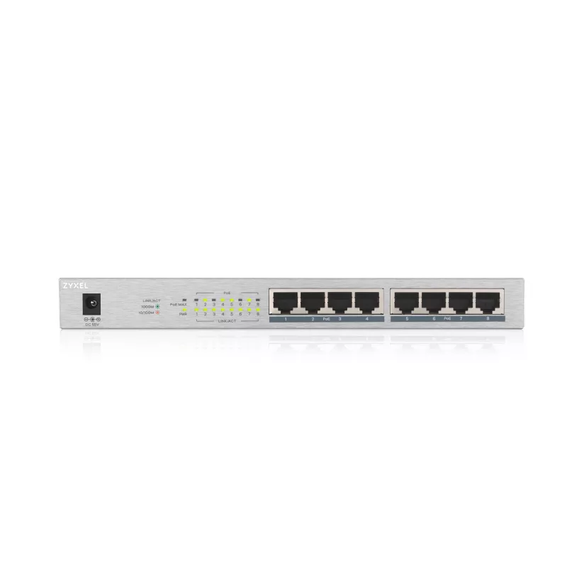 Zyxel GS1008HP Nepārvaldāms Gigabitu Ethernet (10/100/1000) barošana pa Ethernet (PoE) Pelēks