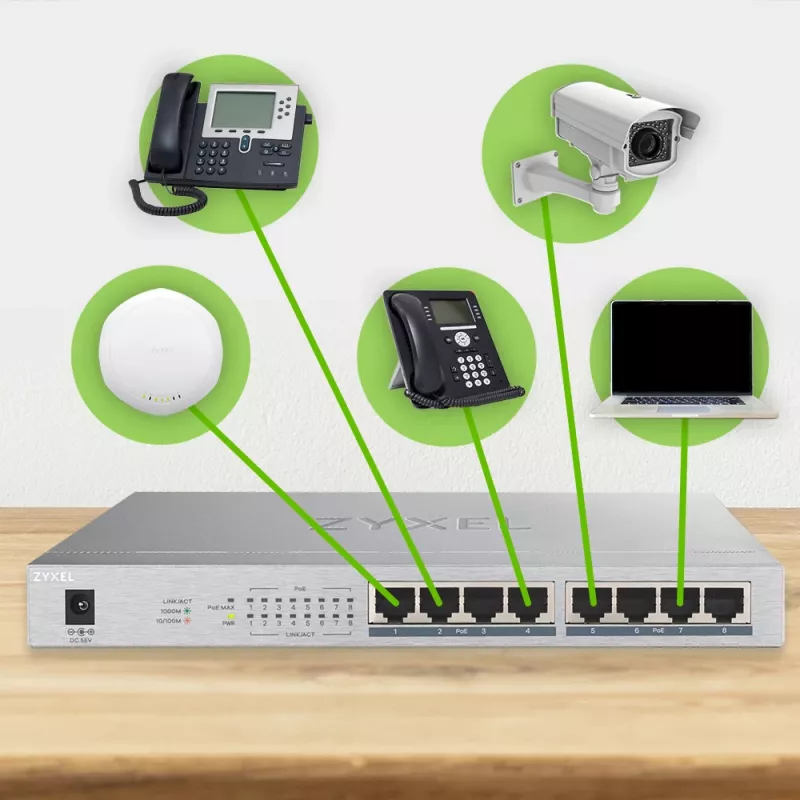 Zyxel GS1008HP Nepārvaldāms Gigabitu Ethernet (10/100/1000) barošana pa Ethernet (PoE) Pelēks