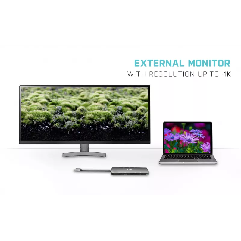 Dokstacija i-tec Metal USB-C Nano dokstacija 4K HDMI LAN strāvas padeve 100 W