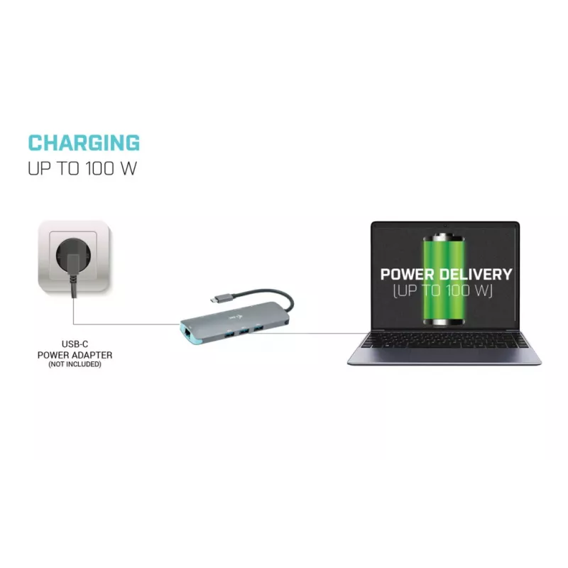 Dokstacija i-tec Metal USB-C Nano dokstacija 4K HDMI LAN strāvas padeve 100 W