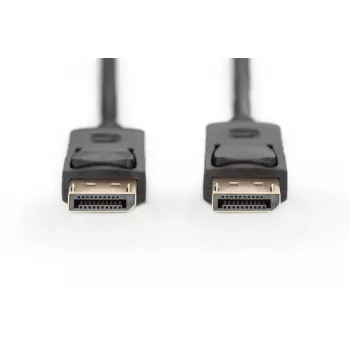 DIGITUS DisplayPort savienojuma kabelis, DP vīr./vīr., 2 m ar fiksatoru, DP, 1.1a atbilstīgs, melns