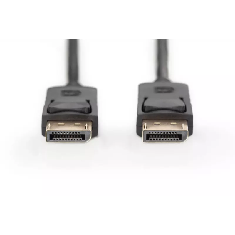DIGITUS DisplayPort savienojuma kabelis, DP vīr./vīr., 2 m ar fiksatoru, DP, 1.1a atbilstīgs, melns