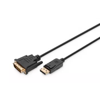DIGITUS DisplayPort Adapter kabelis, Dp - DVI (24+1) M/m, 2m W/interlock, Dp 1.1a Saderīga, Ce Melns