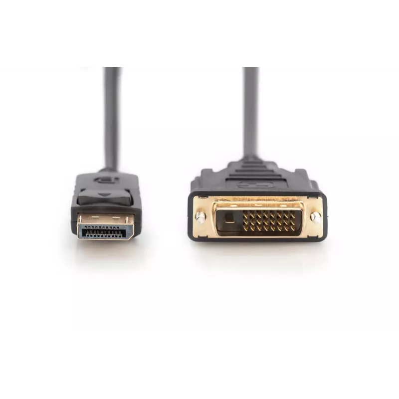 DIGITUS DisplayPort Adapter kabelis, Dp - DVI (24+1) M/m, 2m W/interlock, Dp 1.1a Saderīga, Ce Melns