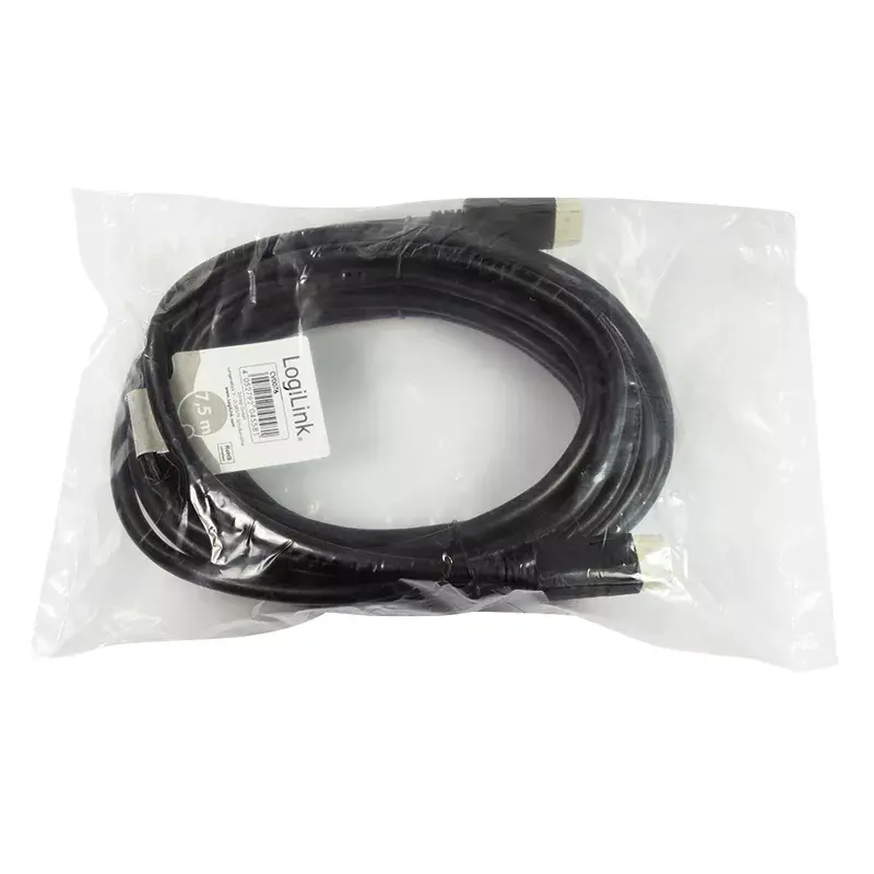 DisplayPort kabelis LogiLink CV0076 7,5 m Melns