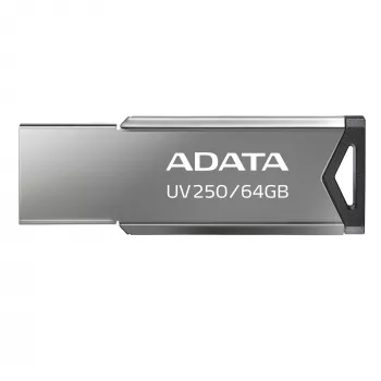 CompactFlash USB zibatmiņa ADATA UV250 64 GB, sudraba krāsā, 45.4×14.9×5.35 mm, 5.6 g