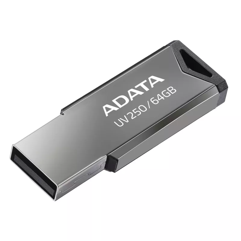 CompactFlash USB zibatmiņa ADATA UV250 64 GB, sudraba krāsā, 45.4×14.9×5.35 mm, 5.6 g