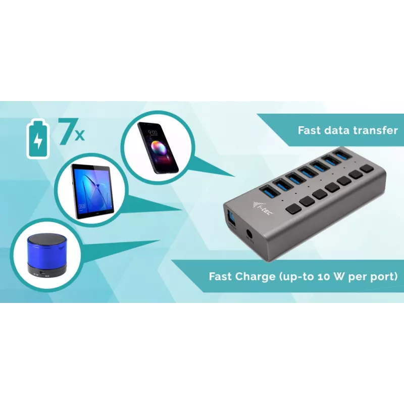 i-tec USB 3.0 Charging HUB 7port + Power Adapter 36 W