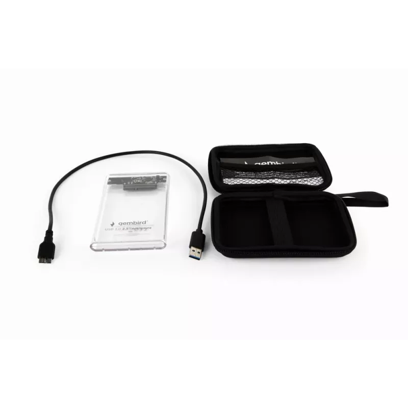 GEMBIRD USB 3.0 2,5 collu SATA HDD korpuss 9,5 mm diskam, caurspīdīga plastmasa