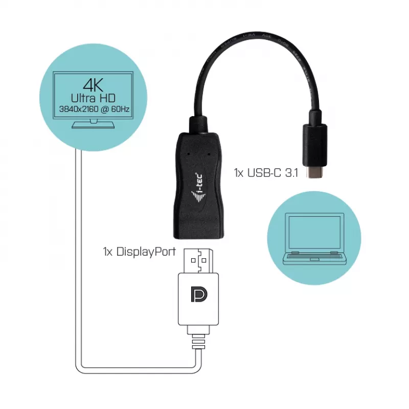 i-tec USB-C Display Port adapteris 4K/60 Hz