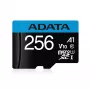 MicroSDXC zibatmiņa ADATA 256 GB UHS‑I 10. klase V10 (lasīšana 100 MB/s, rakstīšana 25 MB/s) ar SD adapteri