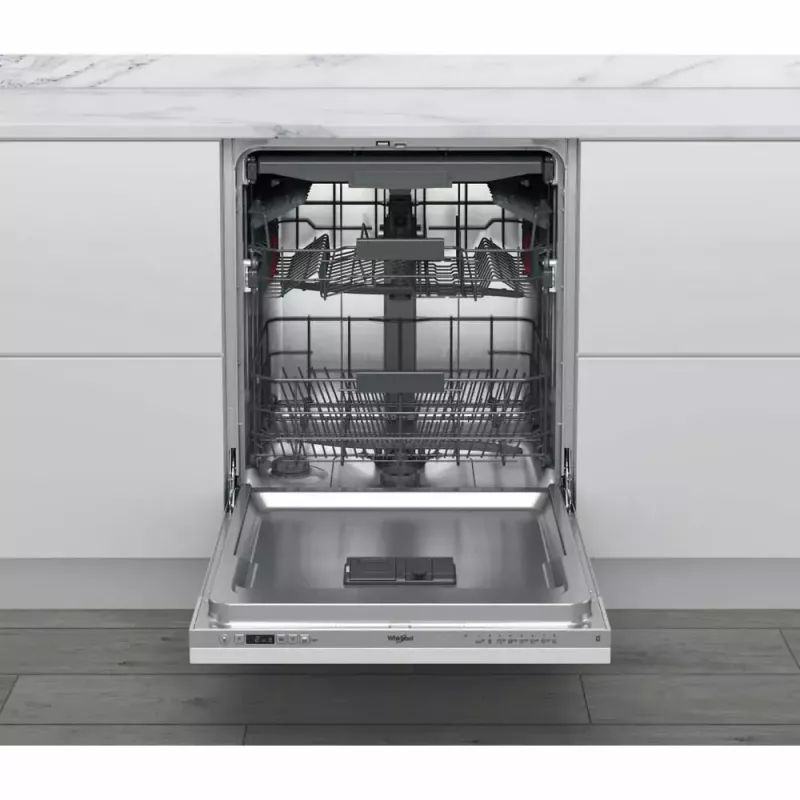 Daļēji iebūvējama trauku mazgājamā mašīna WHIRLPOOL WIC 3C26 F — 60 cm, 14 komplekti, 46 dB, Energoklase E