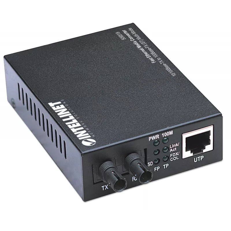 Intellinet Fast Ethernet mediju pārveidotājs, 10/100Base-Tx uz 100Base-Fx (ST) daudzmodu, 2 km (1,24 jūdzes)