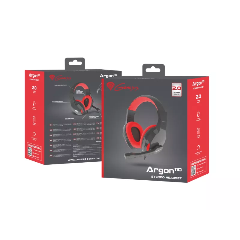 GENESIS Argon 110 Headset Wired Head-band Gaming Melns, Red