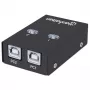 USB koplietošanas slēdzis MANHATTAN 162005, USB 2.0 Type-B, 2 pieslēgvietas, 480 Mbps, 1,5 m kabelis, balts