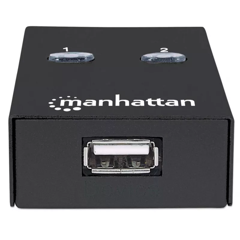 USB koplietošanas slēdzis MANHATTAN 162005, USB 2.0 Type-B, 2 pieslēgvietas, 480 Mbps, 1,5 m kabelis, balts