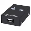 USB koplietošanas slēdzis MANHATTAN 162005, USB 2.0 Type-B, 2 pieslēgvietas, 480 Mbps, 1,5 m kabelis, balts