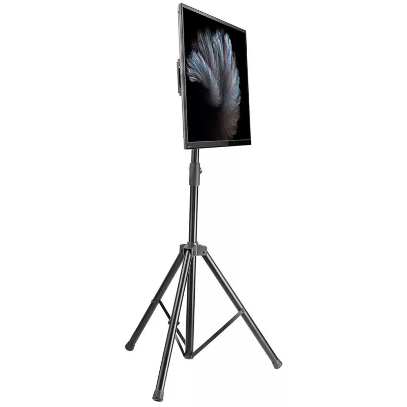 Manhattan statīva grīdas stiprinājums televizoriem un monitoriem, statīva konstrukcija, Ekrāniem: 37 inch līdz 65 inch, VESA saderība: visi starp 200x200 līdz 600x400mm - pārbaudiet četru montāžas caurumu izmērus ekrāna aizmugurē, lai pārliecinātos par atbilstību, Maks. 35kg, Melns, LFD, Kronšteins