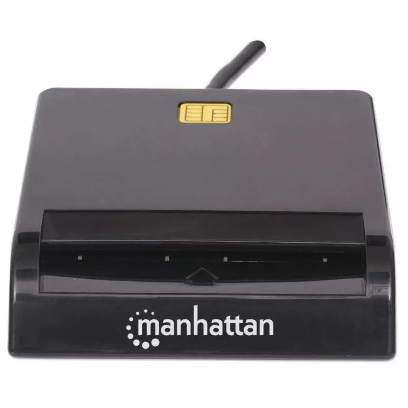 Kontaktviedkaršu lasītājs MANHATTAN 102049 — USB 2.0, kabelis 1,05 m, melns, ABS korpuss