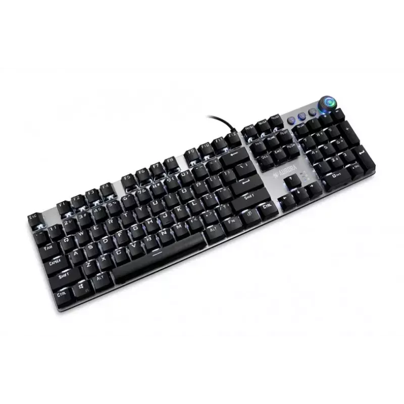 Vadu mehāniskā spēļu tastatūra IBOX AURORA K-4 — QWERTY, 108 taustiņi, regulējams LED fona apgaismojums, ūdensizturīga, USB, 1,6 m kabelis