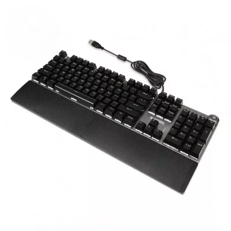 Vadu mehāniskā spēļu tastatūra IBOX AURORA K-4 — QWERTY, 108 taustiņi, regulējams LED fona apgaismojums, ūdensizturīga, USB, 1,6 m kabelis