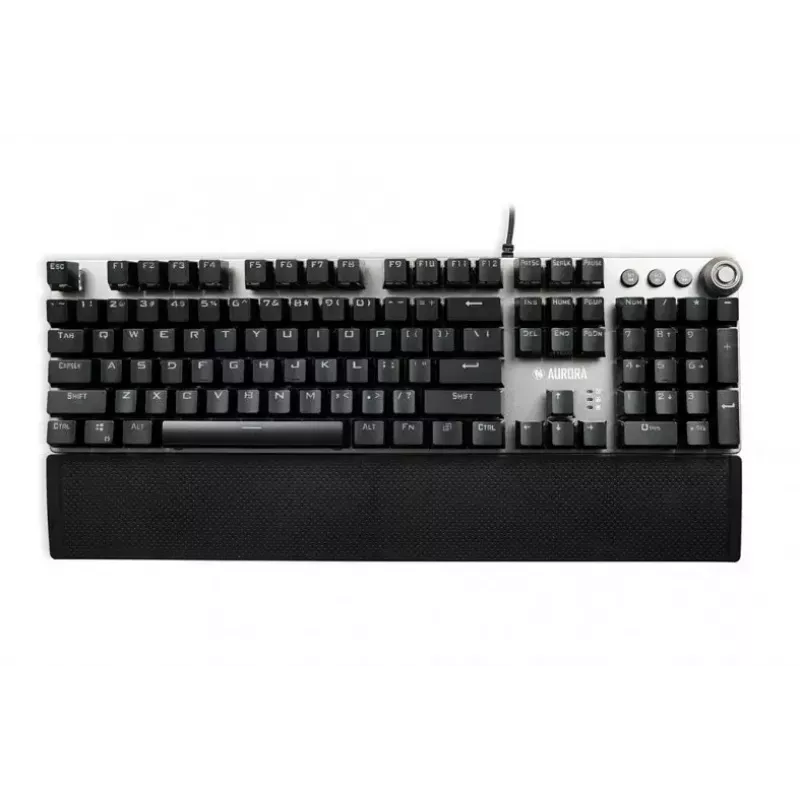 Vadu mehāniskā spēļu tastatūra IBOX AURORA K-4 — QWERTY, 108 taustiņi, regulējams LED fona apgaismojums, ūdensizturīga, USB, 1,6 m kabelis