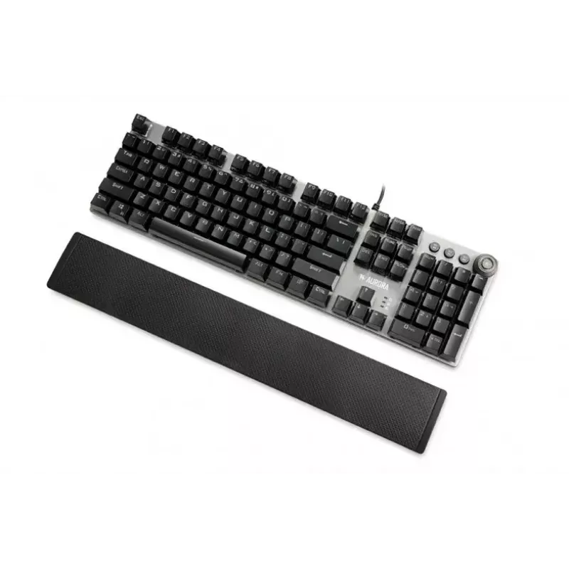 Vadu mehāniskā spēļu tastatūra IBOX AURORA K-4 — QWERTY, 108 taustiņi, regulējams LED fona apgaismojums, ūdensizturīga, USB, 1,6 m kabelis