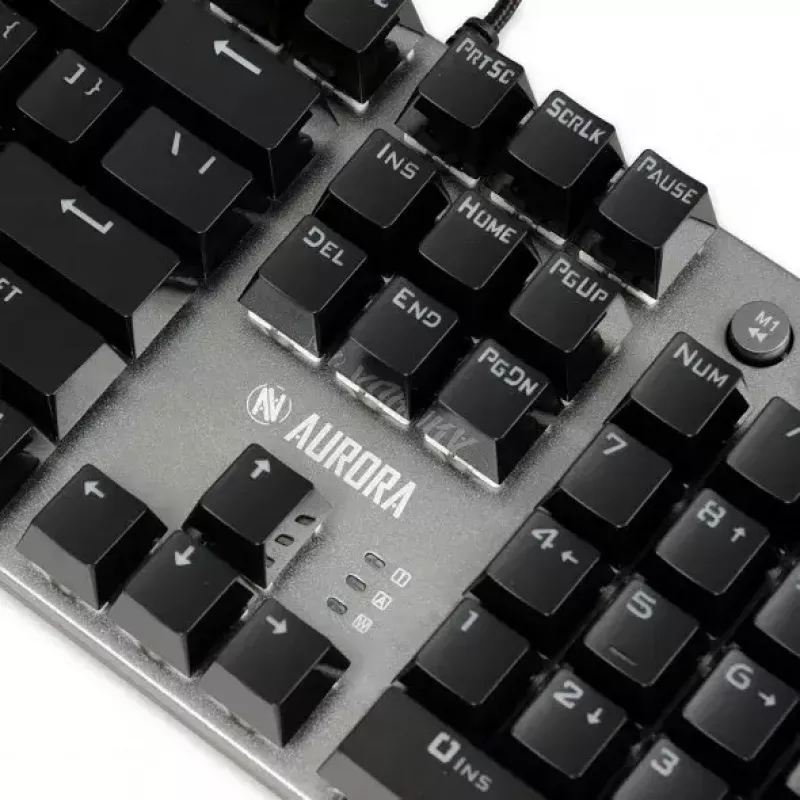 Vadu mehāniskā spēļu tastatūra IBOX AURORA K-4 — QWERTY, 108 taustiņi, regulējams LED fona apgaismojums, ūdensizturīga, USB, 1,6 m kabelis