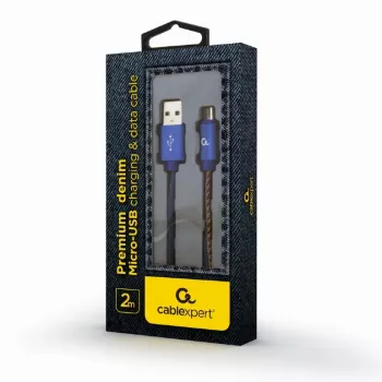 GEMBIRD Premium Jeans (džinsa) Micro-USB kabelis ar metāla savienotājiem, 2 m, zils