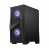 MSI MAG FORGE 100M vidējais torņa spēļu datora korpuss 'Melns, 2x 120mm RGB PWM ventilators, 1x 120mm ventilators, 1-6 RGB centrmezgls, rūdīta stikla panelis, ATX, mATX, mini-ITX'