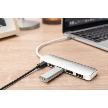 DIGITUS USB-C HUB 4-Port PD 4x USB 3.0, 1x PD Charging, pelēka
