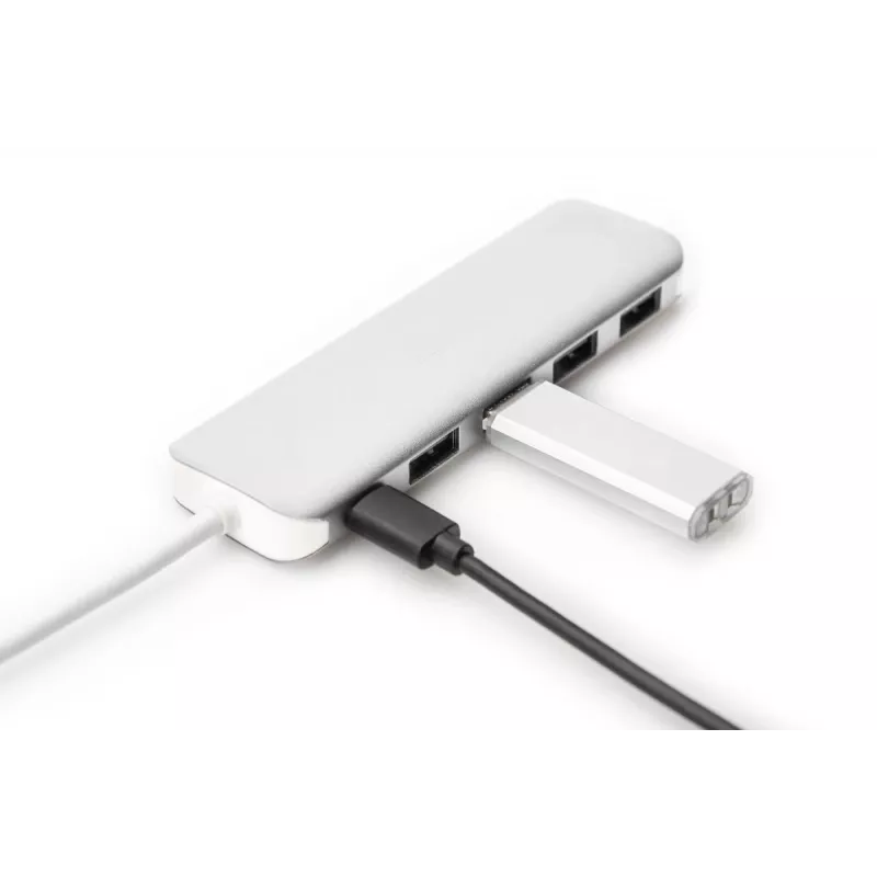 DIGITUS USB-C HUB 4-Port PD 4x USB 3.0, 1x PD Charging, pelēka