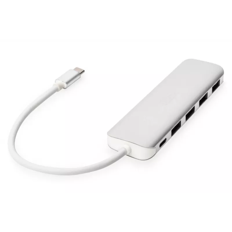 DIGITUS USB-C HUB 4-Port PD 4x USB 3.0, 1x PD Charging, pelēka