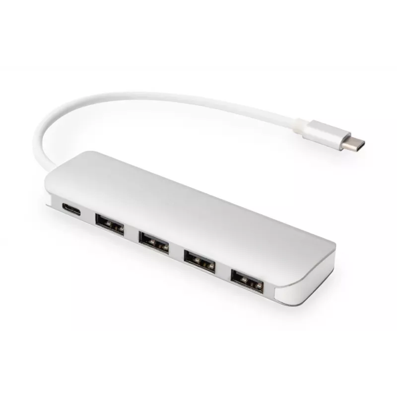 DIGITUS USB-C HUB 4-Port PD 4x USB 3.0, 1x PD Charging, pelēka