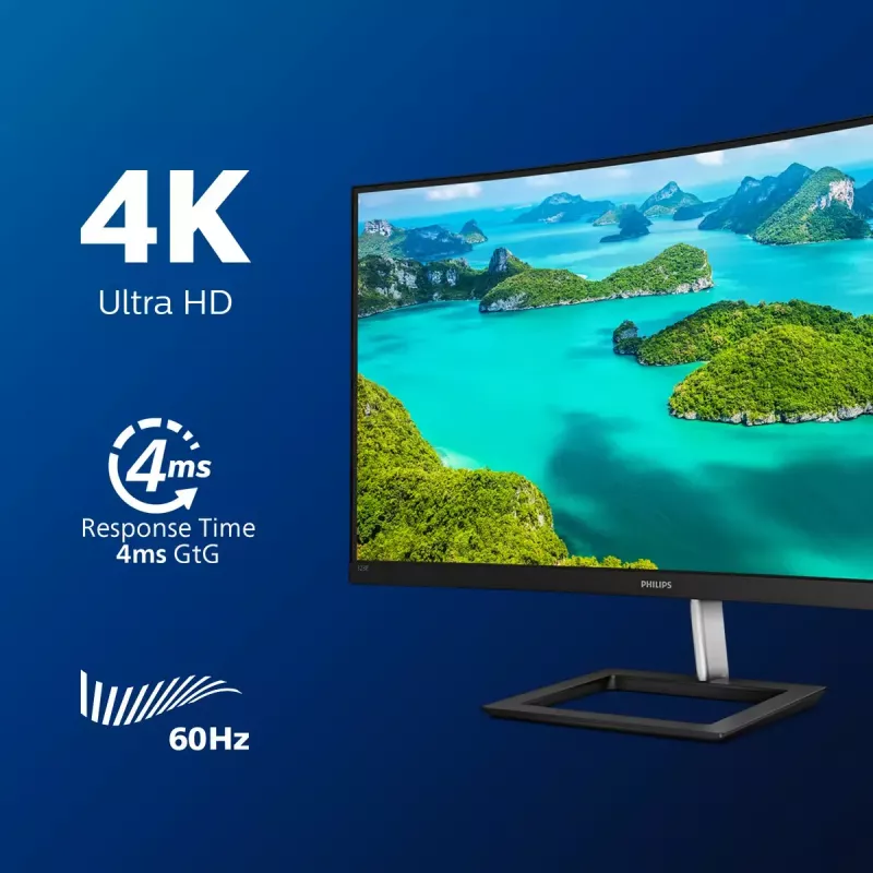 Philips E Line 328E1CA/00 datora monitors 80 cm (31,5 collu) 3840 x 2160 pikseļi 4K Ultra HD LCD Melns