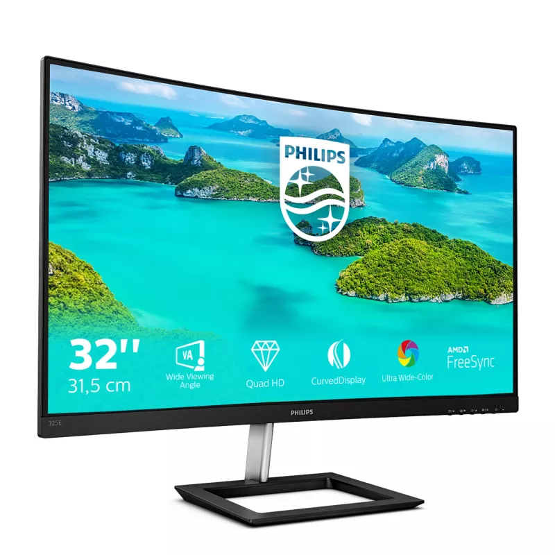 Philips E Line 325E1C/00 datora monitors 80 cm (31,5 collu) 2560 x 1440 pikseļi Quad HD LCD Melns