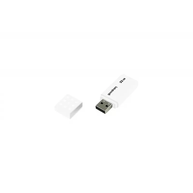 USB zibatmiņa GOODRAM UME2 32 GB USB Type-A 2.0, lasīšanas ātrums 20 MB/s, rakstīšanas ātrums 5 MB/s, balta, plastmasa