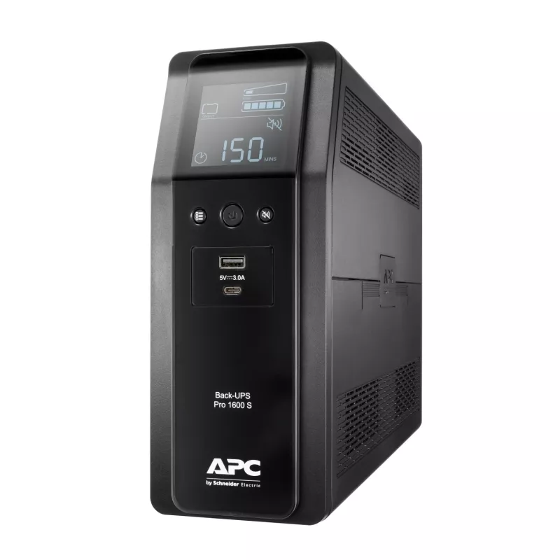 APC Back-UPS Pro, 1600VA/960W, Tower, 230V, 8x IEC C13 ligzdas, sinusoidāls vilnis, AVR, USB A un C porti, LCD, lietotāja nomaināms akumulators