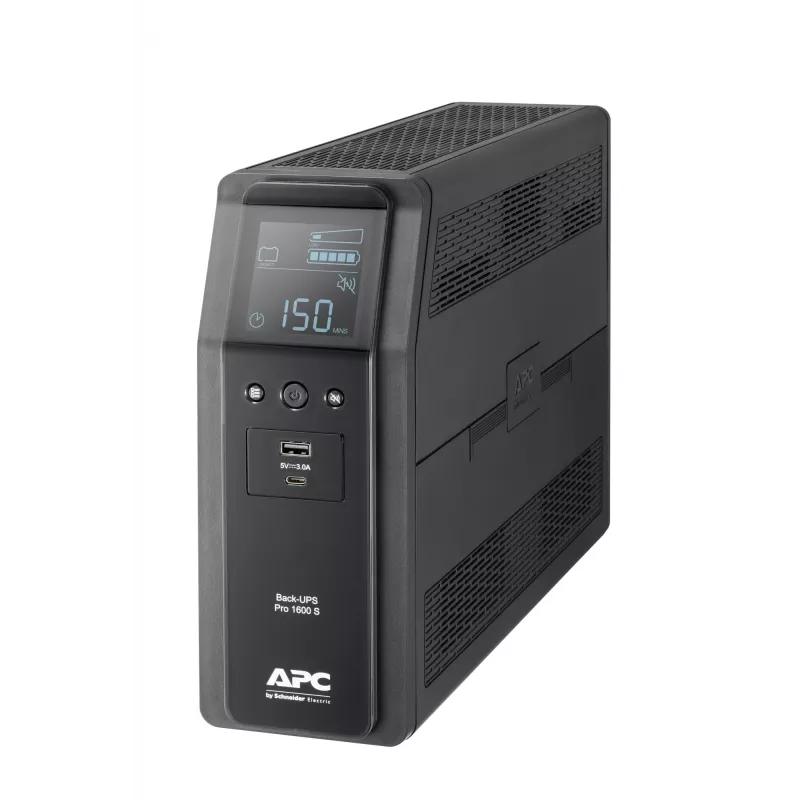 APC Back-UPS Pro, 1600VA/960W, Tower, 230V, 8x IEC C13 ligzdas, sinusoidāls vilnis, AVR, USB A un C porti, LCD, lietotāja nomaināms akumulators