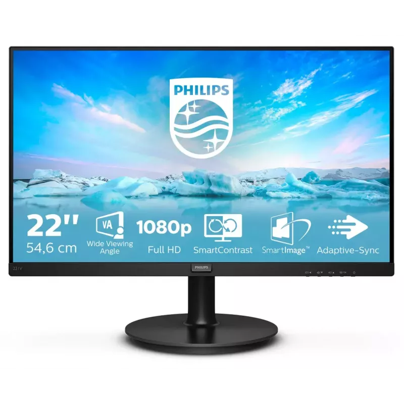 Philips V Line 221V8/00 datora monitors 54,6 cm (21,5 collu) 1920 x 1080 pikseļi Full HD LED Melns