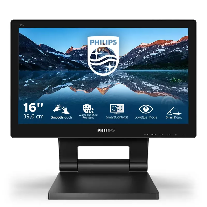 Philips 162B9T/00 datora monitors 39,6 cm (15,6 collu) 1366 x 768 pikseļi HD LCD skārienekrāns Melns