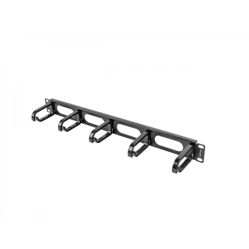 Kabeļu pārvaldības panelis LANBERG AK-1205-B, 1U metāla, 19 collu (482,6 mm) platums, 80 mm dziļums, melns