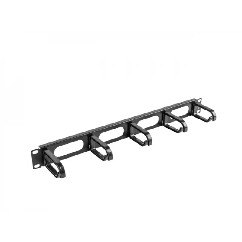 Kabeļu pārvaldības panelis LANBERG AK-1205-B, 1U metāla, 19 collu (482,6 mm) platums, 80 mm dziļums, melns