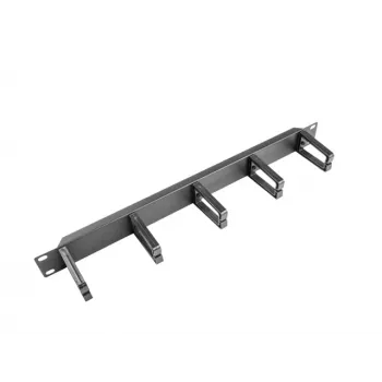Kabeļu pārvaldības panelis LANBERG AK-1202-B, 1U, 19 collu (482,6 mm) platums, dziļums 78,7 mm, melns