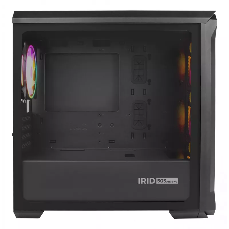 GENESIS Irid 503 ARGB Micro Tower Melns, Caurspīdīgs