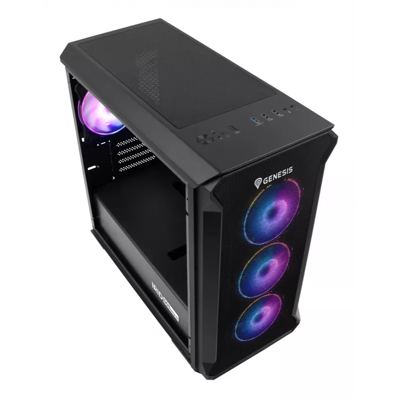 GENESIS Irid 503 ARGB Micro Tower Melns, Caurspīdīgs