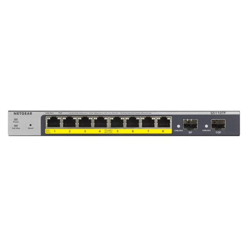 NETGEAR GS110TP pārvaldāms L2/L3/L4 Gigabitu Ethernet (10/100/1000) barošana pa Ethernet (PoE) pelēks
