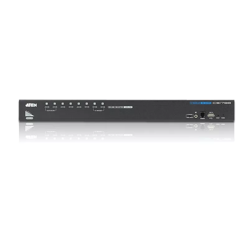 ATEN 8 portu USB - HDMI KVM slēdzis ar USB perifērijas portu, 1920 x 1200 pikseļi, WUXGA, 8,56 W, melns